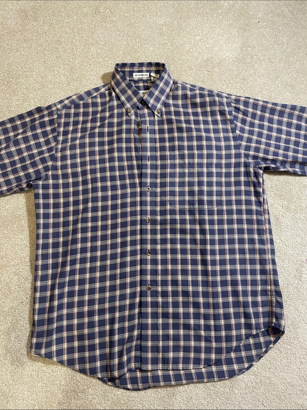 Vintage Savane Navy and White Plaid Button-Down Shirt